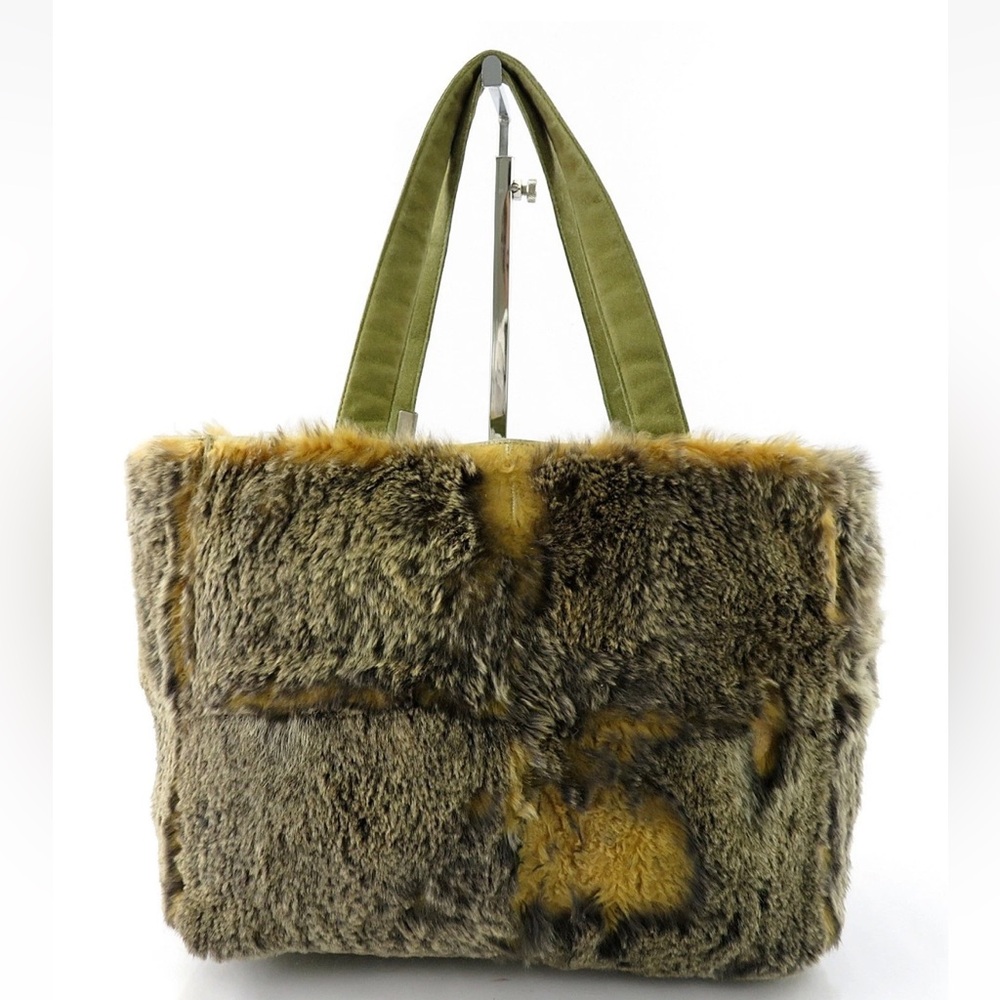 CHANEL Rabbit Fur Tote - Olive and Tan - Picture 2 of 16